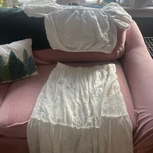 Lucky brand white crop top and maxi skirt